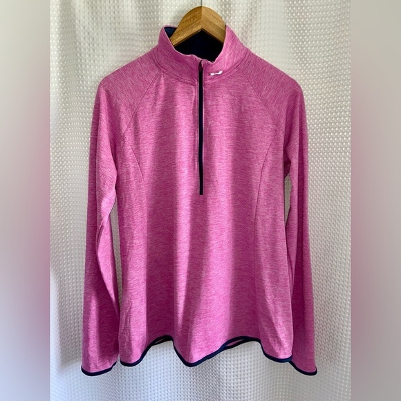 Women’s UNDER ARMOUR heather pink thumb hole half zip Top size XL - Picture 1 of 8